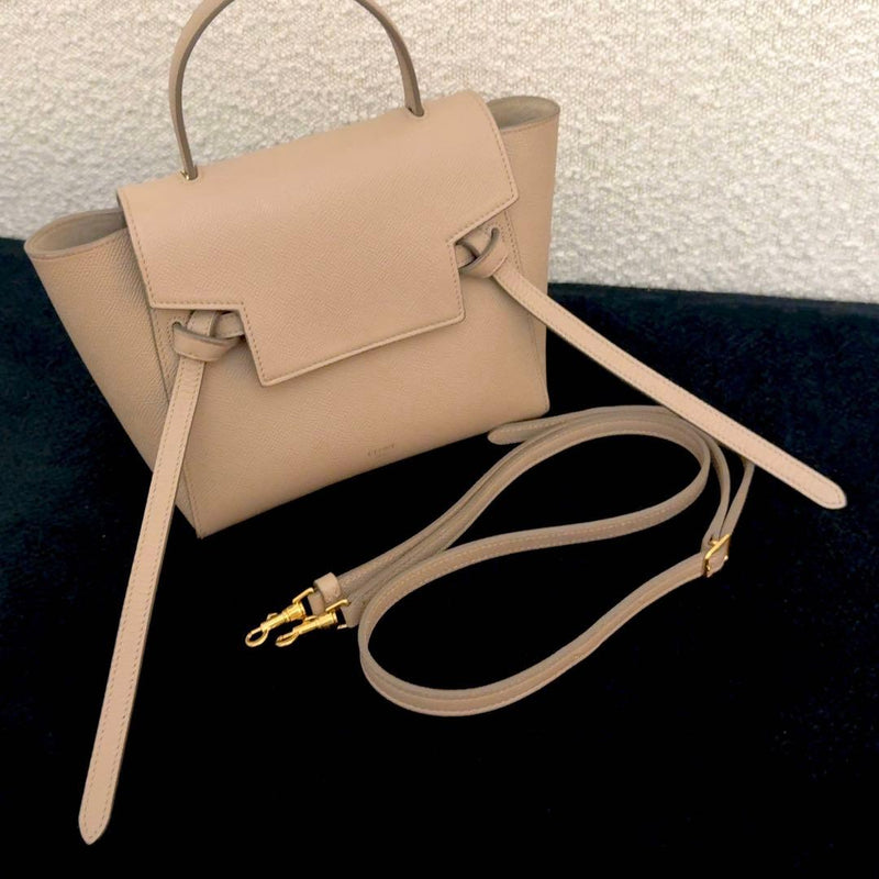 Celine Nano Belt Bag Grained Calfskin Light Taupe Beige Handbag Crossbody