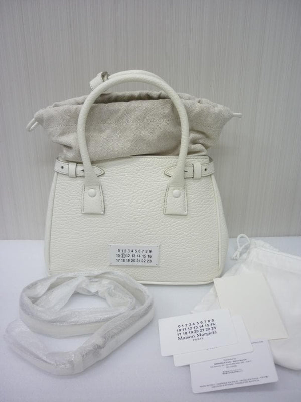 Maison Margiela 5AC SB3WD0005 Drawstring 2WAY Shoulder Bag White Leather