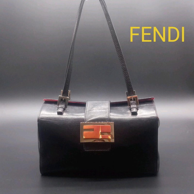 Fendi Leather Box Handbag Tote Bag 10163350001 Black