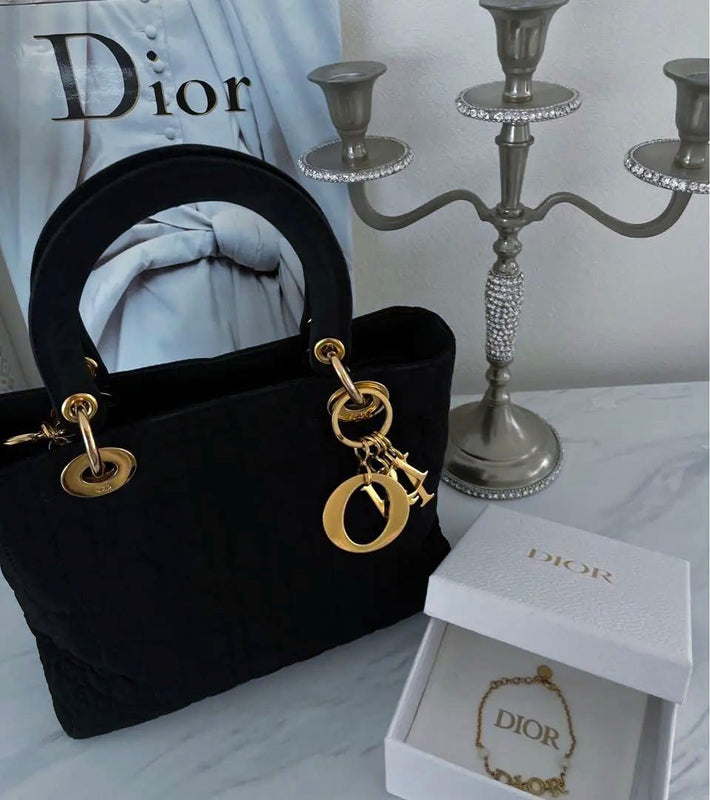 Christian Dior Lady Dior Handbag Dior Evolution Bracelet Set Black