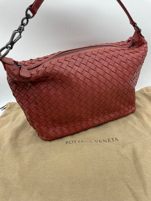 Bottega Veneta Intrecciato One Shoulder Bag Black Leather