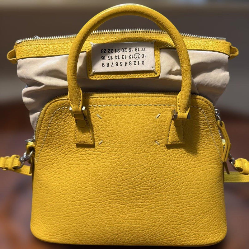 Maison Margiela 5AC Medium Handbag Crossbody Yellow Leather Fabric