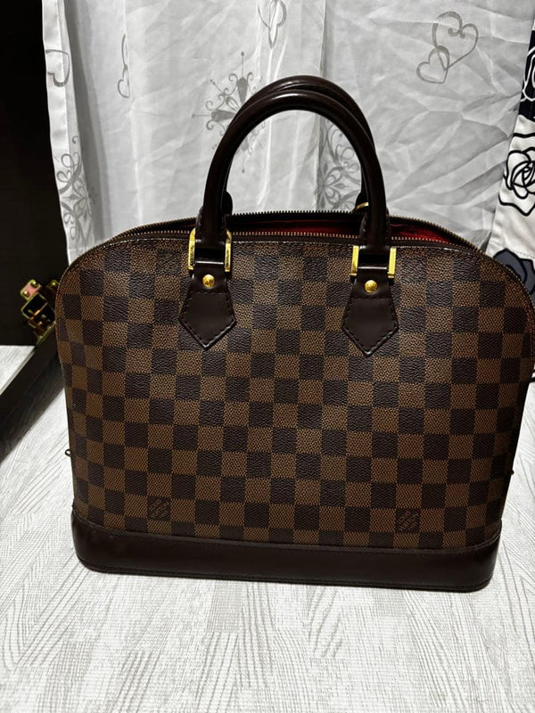 Louis Vuitton Damier Ebene Canvas Handbag Brown
