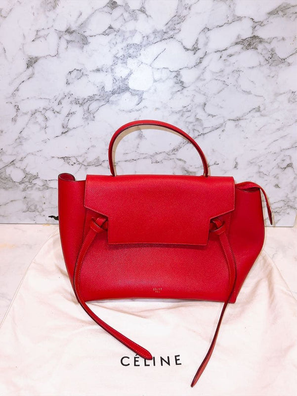 Celine Belt Bag Micro Handbag Calfskin Red Gold Hardware
