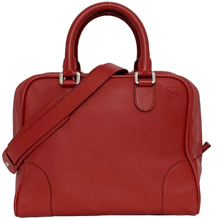 Loewe Amazona 75 301.30.L03 2-Way Handbag Red Anagram Leather