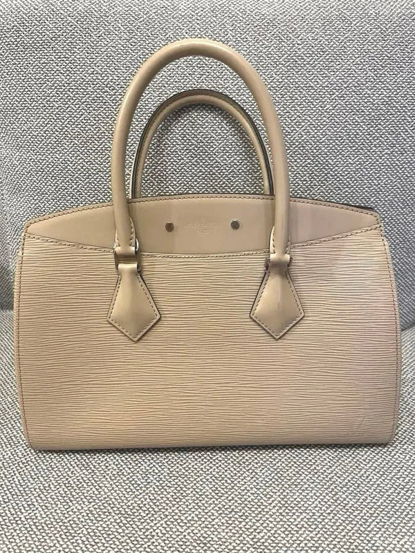 Louis Vuitton Epi Soufflot Mm Handbag Shoulder Bag Leather Beige