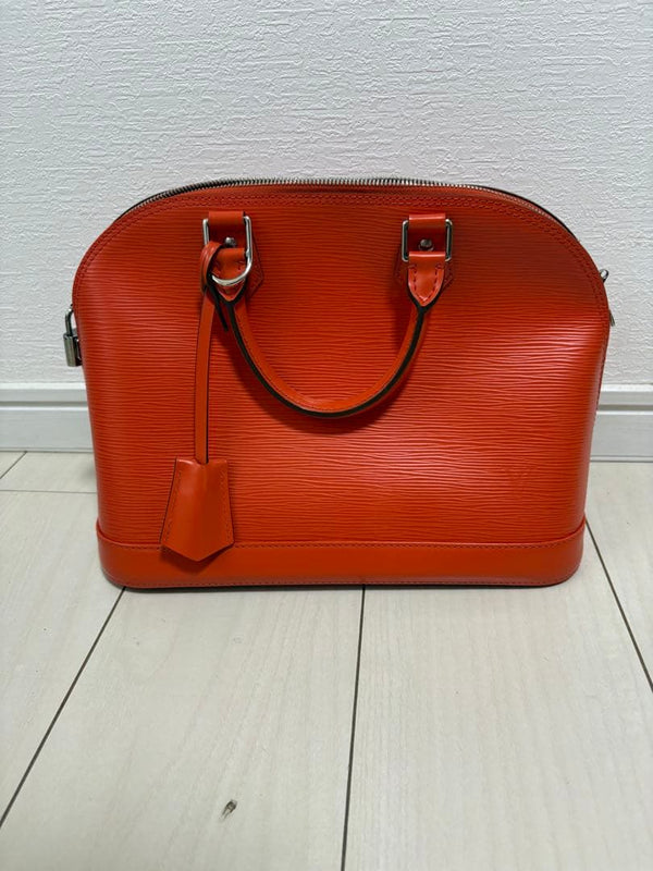 Louis Vuitton Epi Leather Round Handbag Orange Double Handles