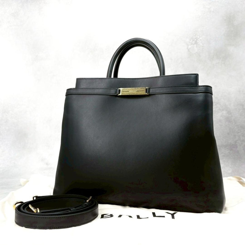 Bally Deco Leather 2-Way Shoulder Bag Handbag Crossbody Magnetic Closure