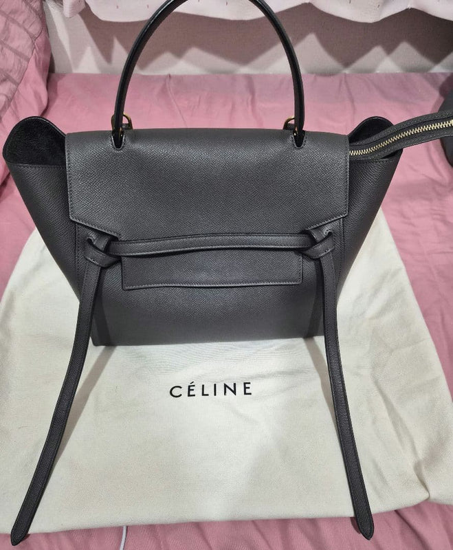 Celine Belt Bag Large Gray Handbag Shoulder Crossbody Leather
