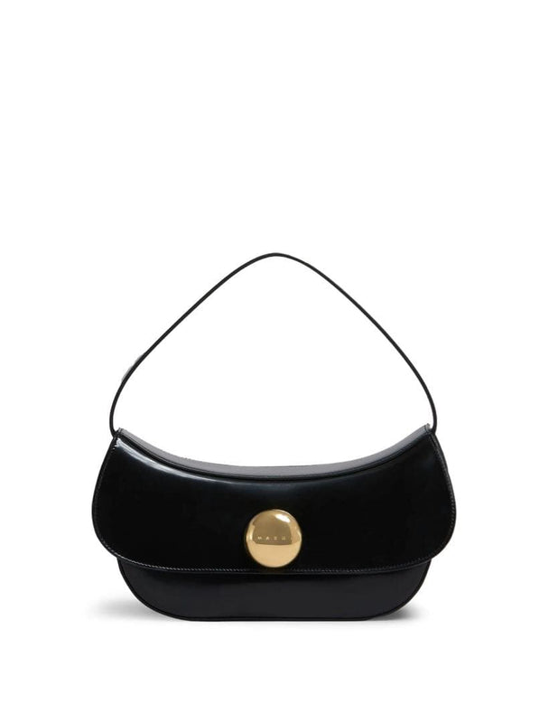 Marni Butterfly Medium Handbag Shoulder Bag Leather Twist Lock Suede Lining