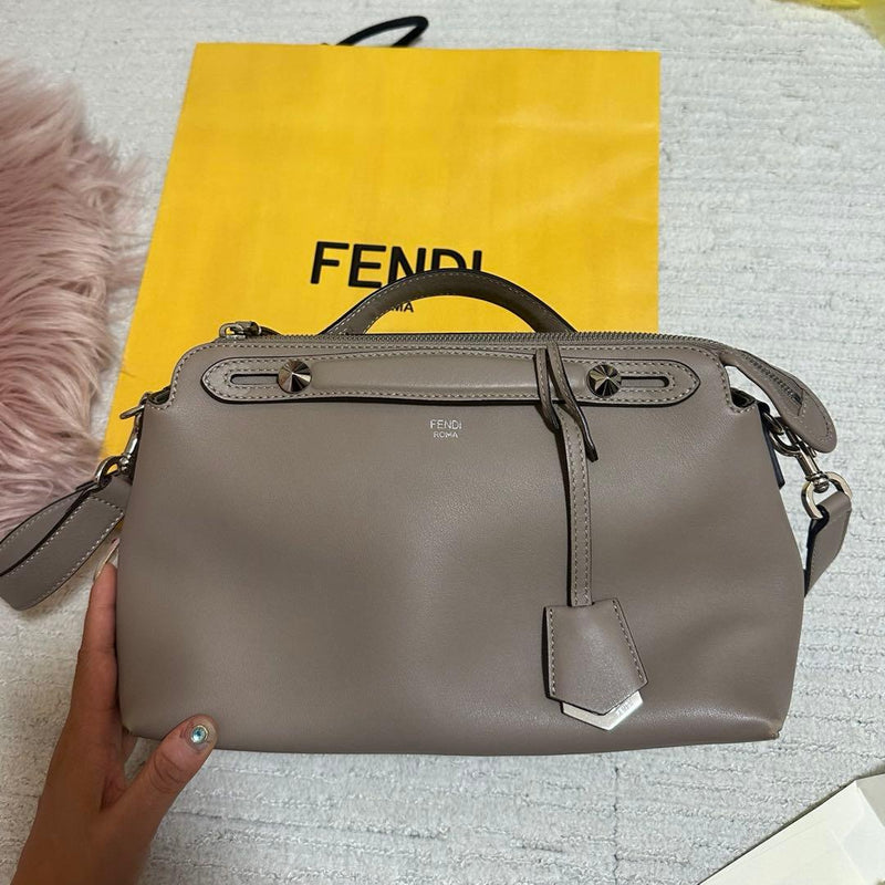 Fendi By The Way Shoulder Bag Handbag Leather Beige