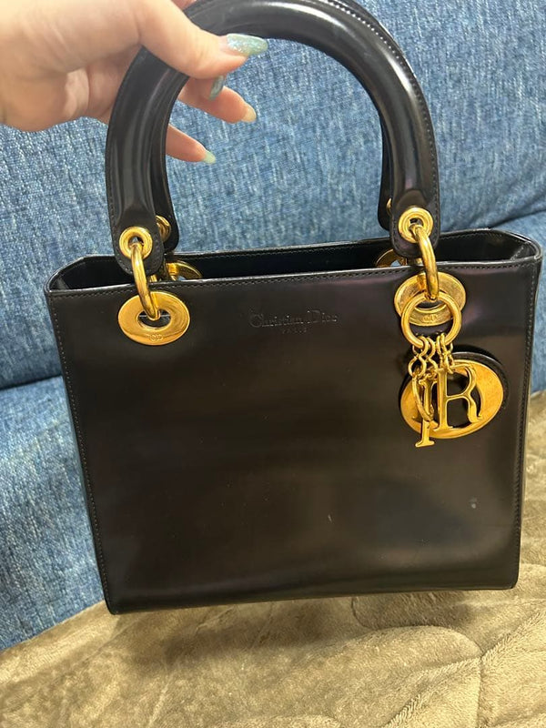 Dior Lady Dior Handbag Black Leather Shoulder Bag