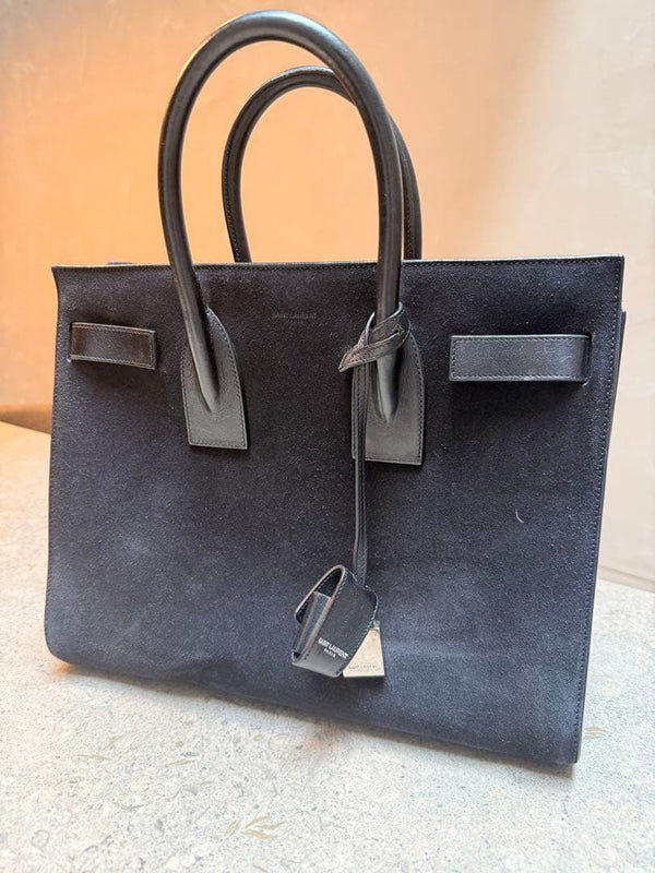Saint Laurent Sac De Jour Small Handbag Tote Bag Black Suede