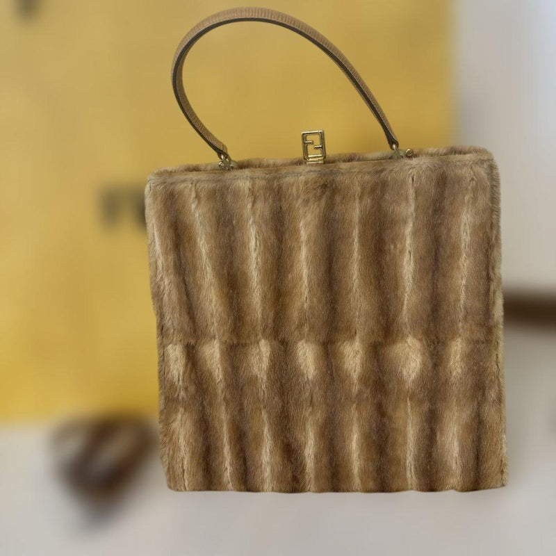 Fendi Handbag Shoulder Bag Beige Fur