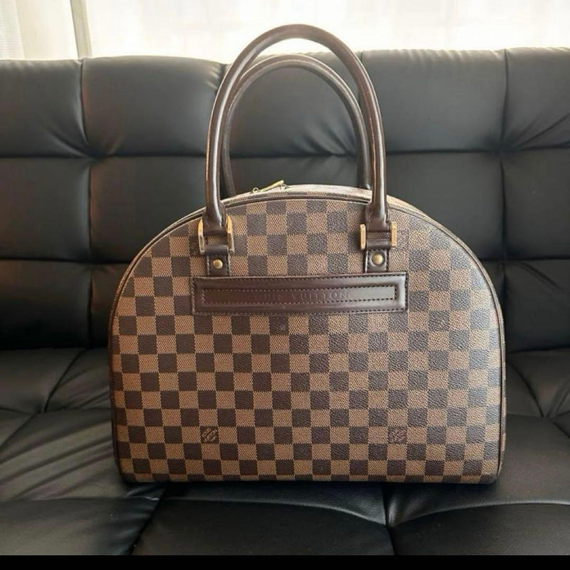 Louis Vuitton Nolita Damier Handbag Tote Bag Brown Leather