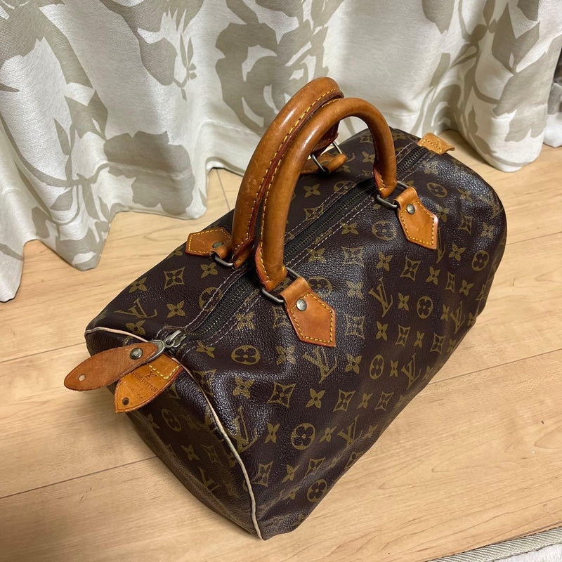 Louis Vuitton Monogram Boston Bag Leather Brown Silver Hardware