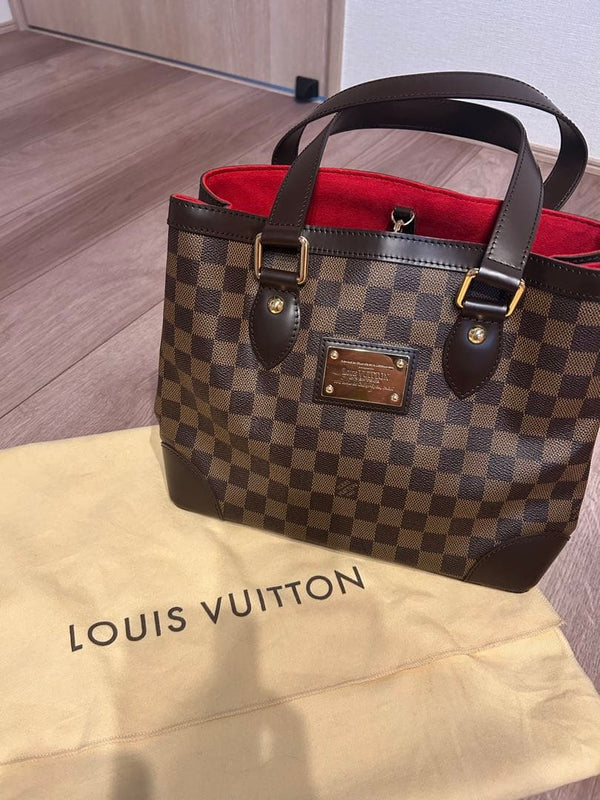 Louis Vuitton Damier Hampstead Pm N51205 Handbag Brown Suede Interior