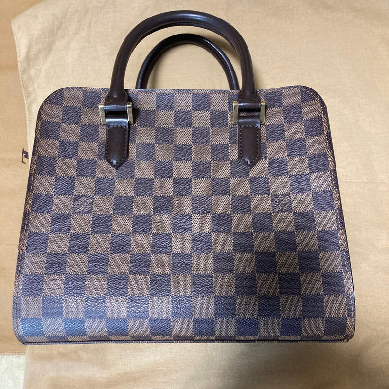 Louis Vuitton Damier Tote Bag Brown Canvas Gold Zipper Double Handle