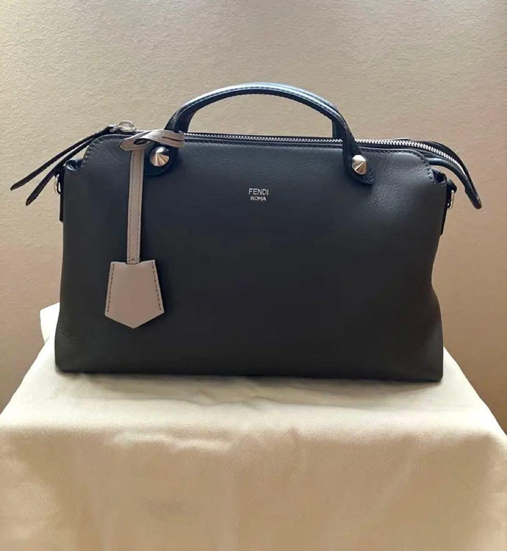 Fendi By The Way Medium Shoulder Bag Handbag Calf Leather Black Palladium
