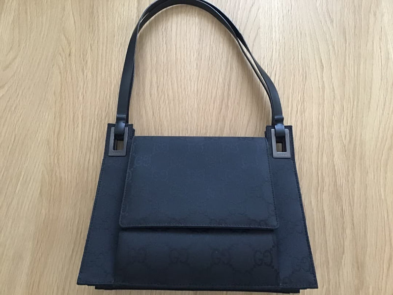 Gucci Gg Pattern Formal Handbag Shoulder Bag Black Leather