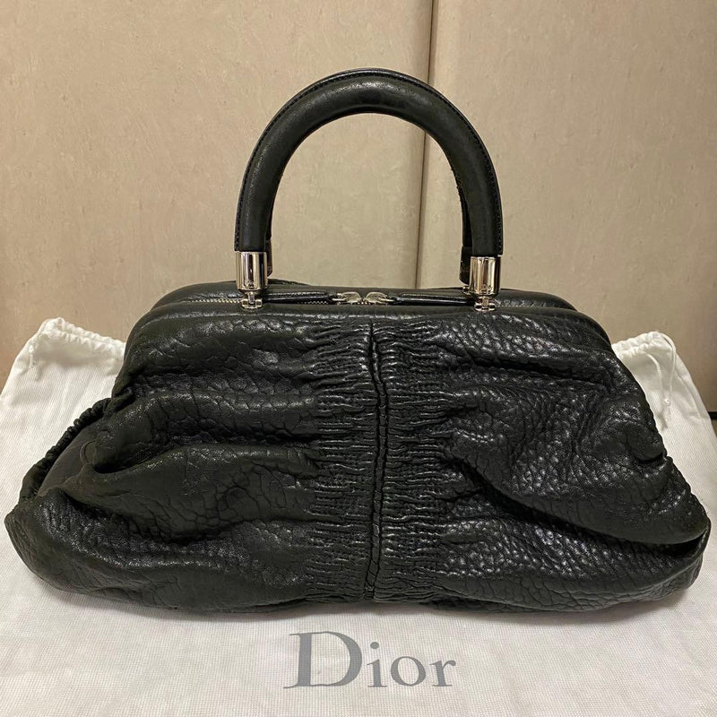 Christian Dior Calenina Handbag Embossed Leather Cd Charm