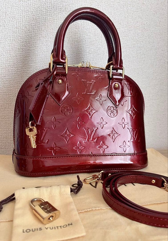 Louis Vuitton Alma Bb M91678 Handbag Amarante Vernis Patent Leather