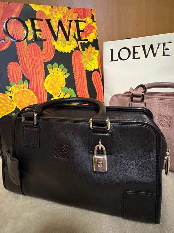 Loewe Amazona 28 Anagram Handbag Tote Bag Leather Black