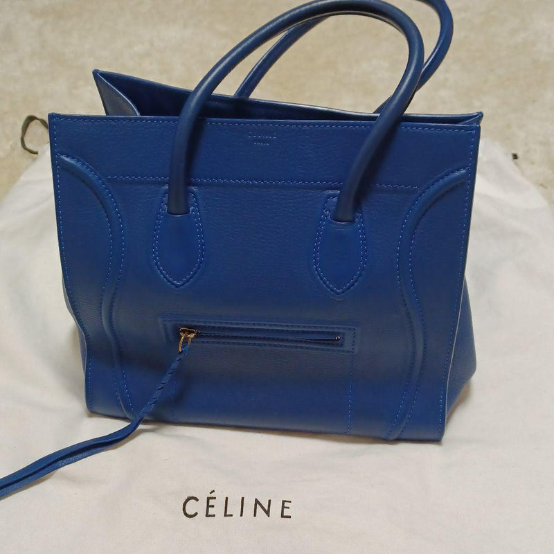 Celine Small Square Luggage Handbag Leather Royal Blue