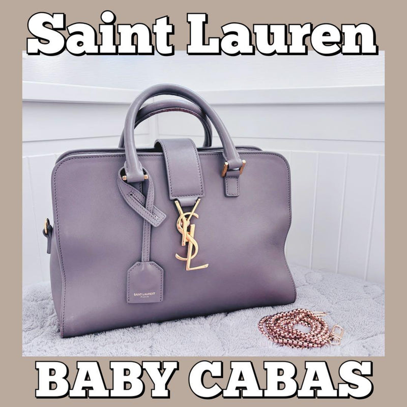 Saint Laurent Baby Cabas Handbag Shoulder Bag Leather Gray