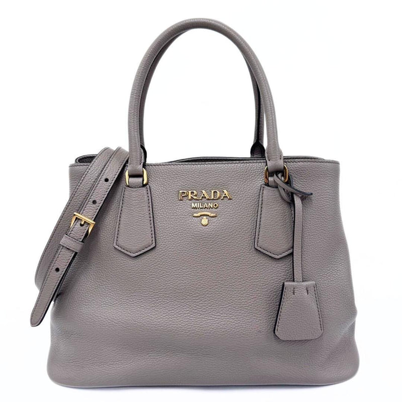 Prada 1BA239 Handbag Shoulder Bag Leather Argilla Gold Hardware