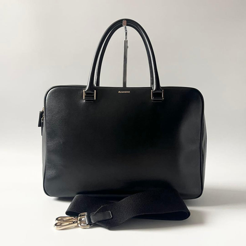 Jil Sander J-vision 2-Way Handbag Shoulder Bag Leather Black