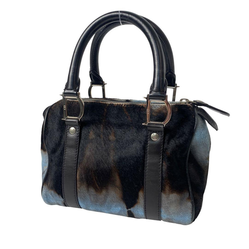 Dior Hair Calf Leather Mini Boston Bag Animal Print Handbag