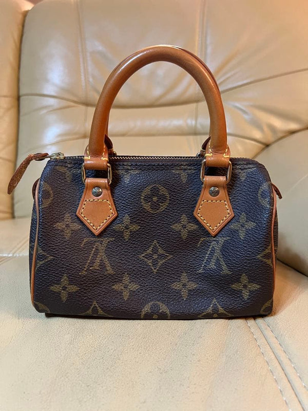 Louis Vuitton Mini Speedy Handbag Monogram Canvas Leather