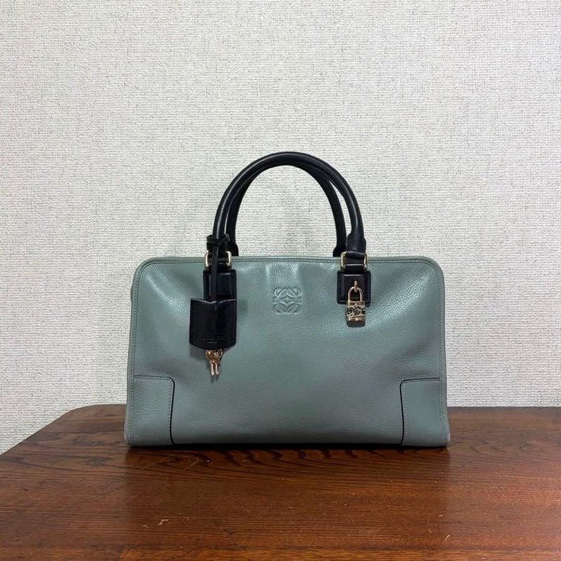 Loewe Amazona 36 Handbag Limited Edition Barroco Mint Green Black Leather