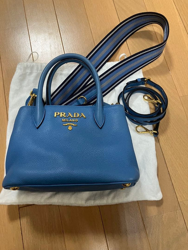 Prada Mini Handbag Shoulder Bag Leather Blue