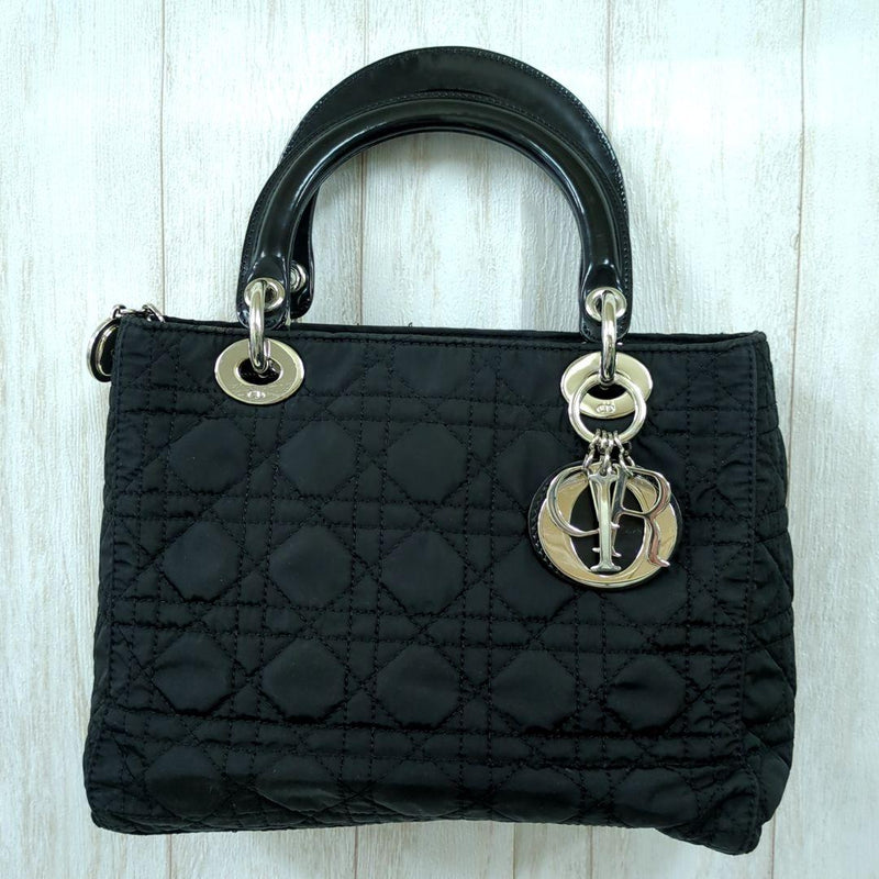 Christian Dior Lady Dior RU0998 Handbag Nylon Black