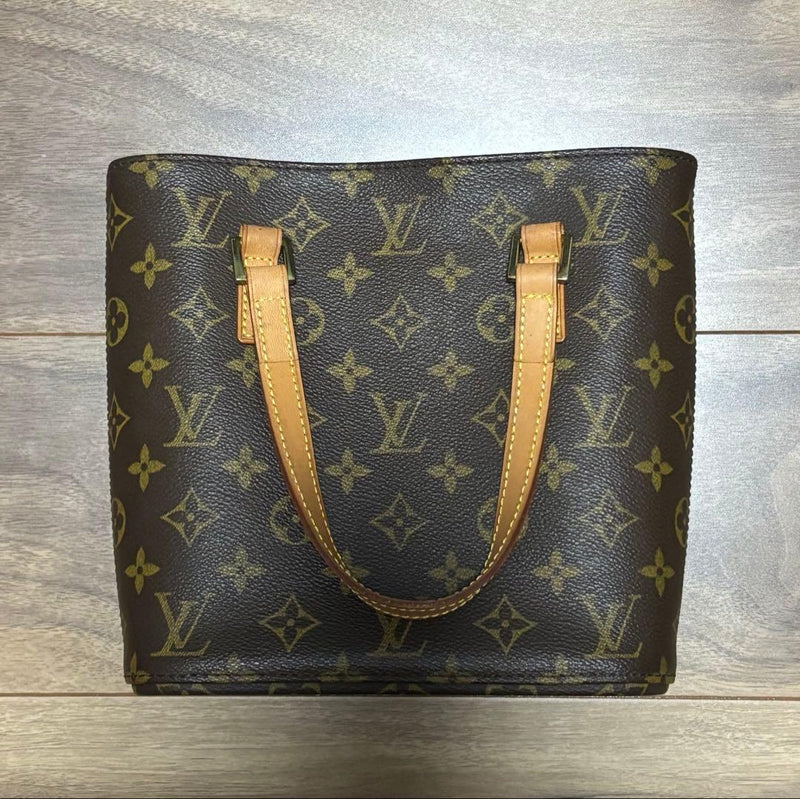 Louis Vuitton Monogram Tote Bag Handbag Leather Brown