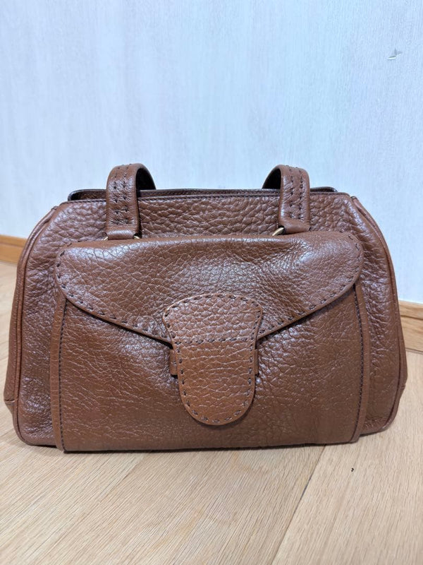 Prada Berlino Shoulder Bag Leather Brown Gold Hardware Crossbody Handbag