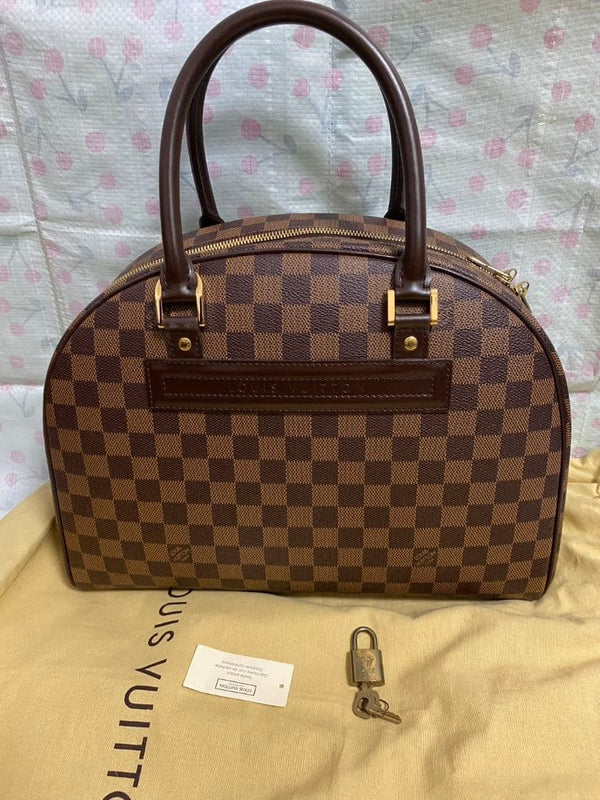 Louis Vuitton Nolita Damier Handbag Tote Bag Brown Coated Canvas Gold Hardware