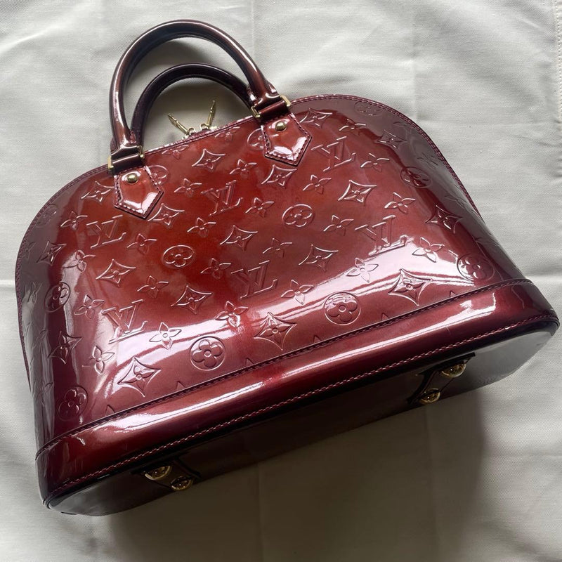 Louis Vuitton Vernis Alma Pm Handbag Rouge Fonce Amarante Leather