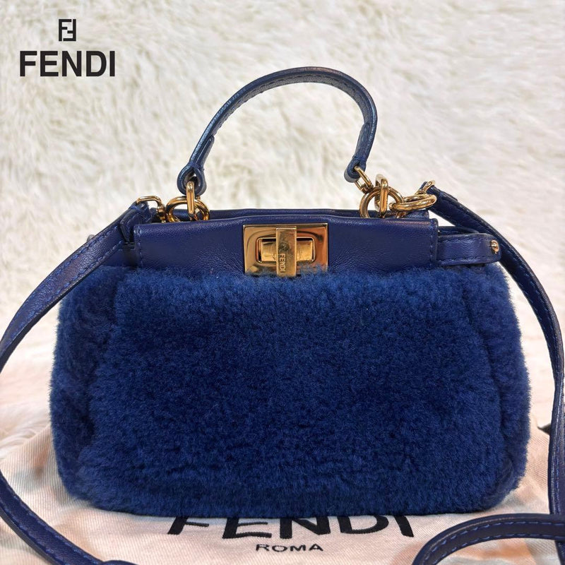 Fendi Micro Peekaboo Handbag Crossbody Bag Leather