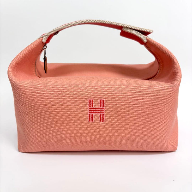 Hermès Bridle A Black Handbag Tote Canvas Coral Natural