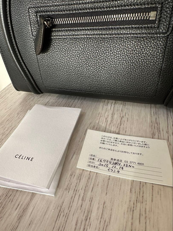 Celine Luggage Micro Shopper Handbag Black Leather