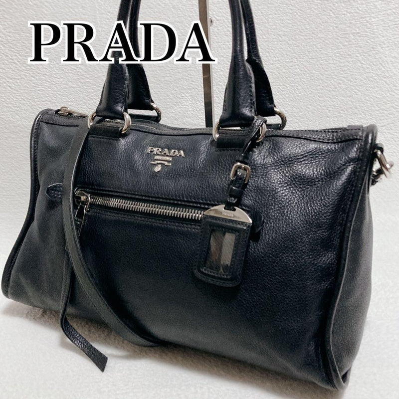 Prada 2WAY Handbag Shoulder Bag Black Leather