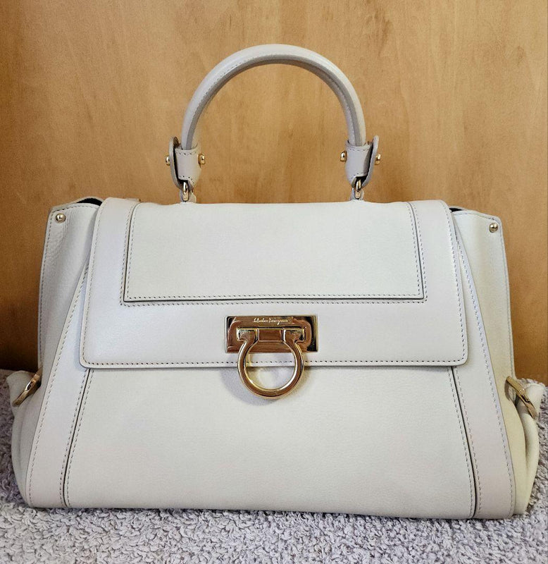 Salvatore Ferragamo Handbag Cream Leather Shoulder Bag Strap
