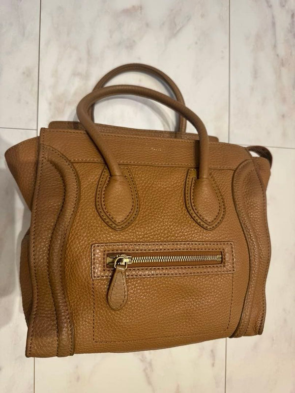 Celine Luggage Tote Bag Leather Camel