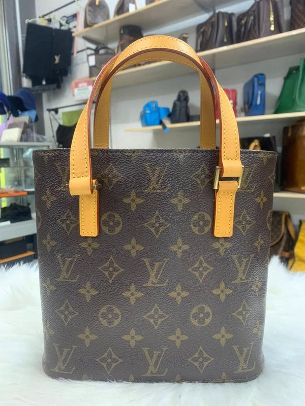 Louis Vuitton Monogram Handbag Shoulder Bag Leather Brown Orange