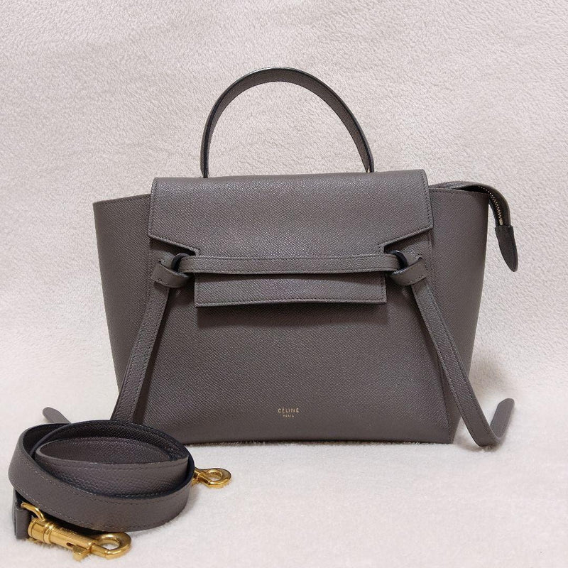 Celine Micro Belt Bag Handbag Shoulder Crossbody Greige Leather