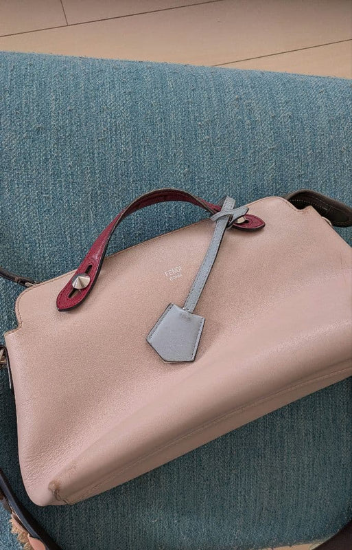 Fendi By The Way Shoulder Bag Crossbody Handbag Pink Leather Floral Strap