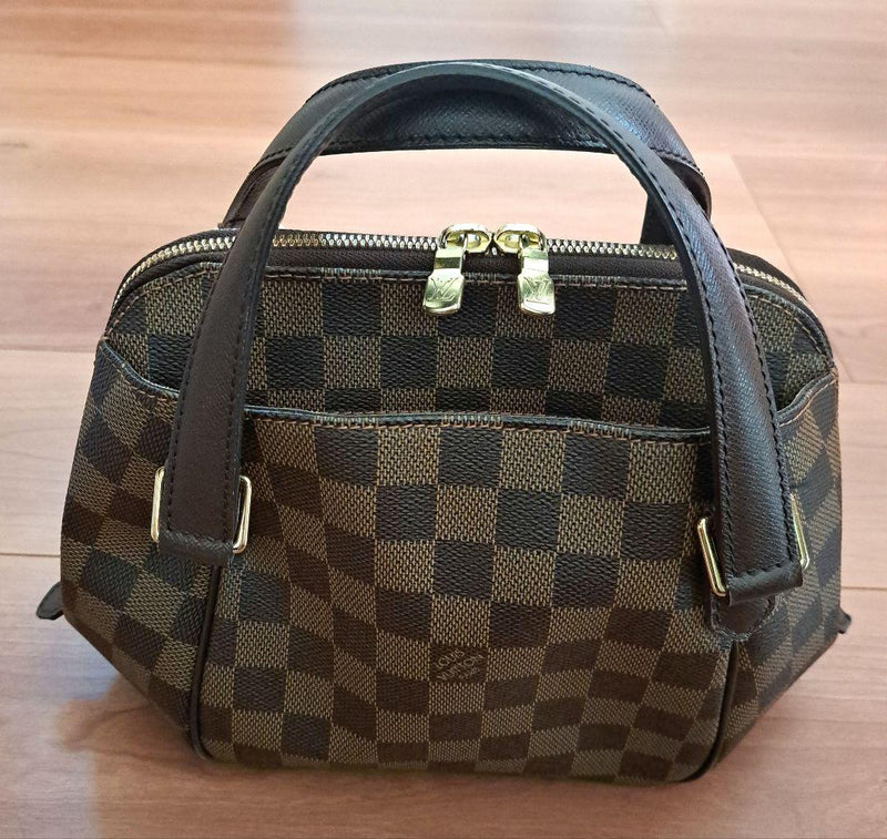 Louis Vuitton Belem Pm Damier Ebene Handbag Tote Bag Canvas Leather Gold